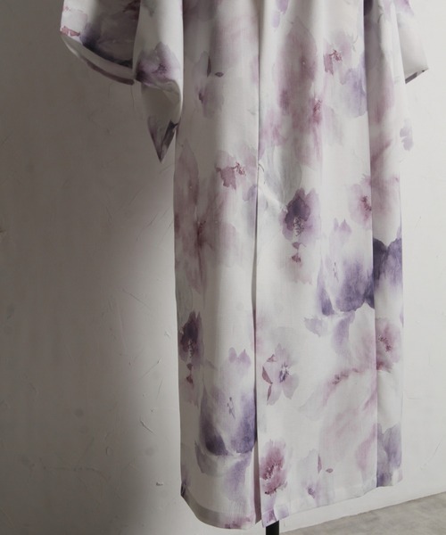 tocco closet(トッコ クローゼット)の「【トップス&ワンピース&帯の3点セット】2WAY♪水彩フラワープリントセパレート浴衣(浴衣・レディース・ラベンダー・FREE)」の9枚目の写真