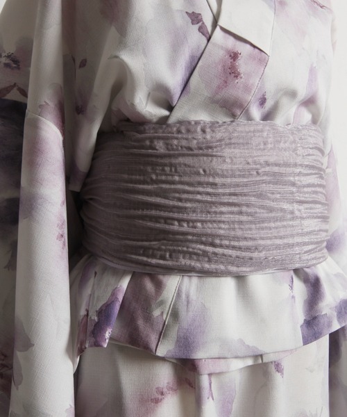 tocco closet(トッコ クローゼット)の「【トップス&ワンピース&帯の3点セット】2WAY♪水彩フラワープリントセパレート浴衣(浴衣・レディース・ラベンダー・FREE)」の10枚目の写真