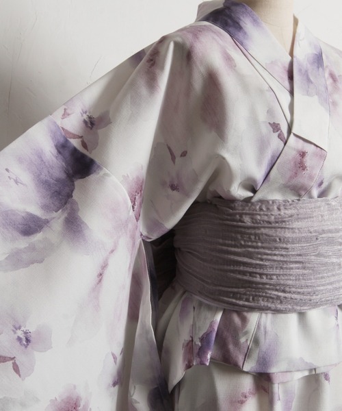 tocco closet(トッコ クローゼット)の「【トップス&ワンピース&帯の3点セット】2WAY♪水彩フラワープリントセパレート浴衣(浴衣・レディース・ラベンダー・FREE)」の19枚目の写真