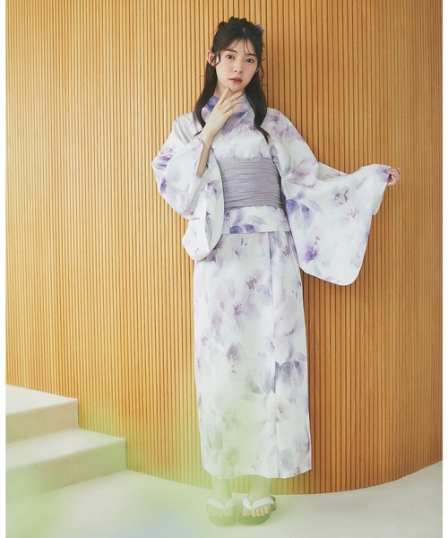 tocco closet(トッコ クローゼット)の「【トップス&ワンピース&帯の3点セット】2WAY♪水彩フラワープリントセパレート浴衣(浴衣・レディース・ラベンダー・FREE)」の21枚目の写真