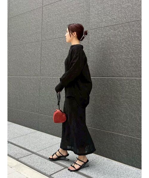 LAGUNAMOON（ラグナムーン）の「シアーエンブロイダリーシャツ（シャツ/ブラウス・レディース・ブラック/アイボリー/チャコールグレー・FREE）」の8枚目の写真