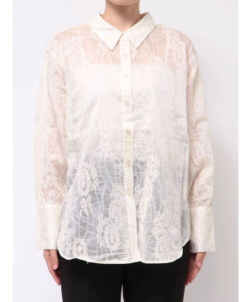 LAGUNAMOON（ラグナムーン）の「シアーエンブロイダリーシャツ（シャツ/ブラウス・レディース・ブラック/アイボリー/チャコールグレー・FREE）」の15枚目の写真