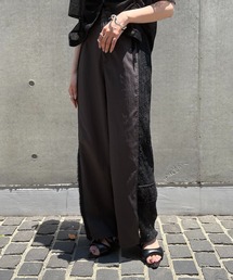 【&g'aime】レースMIXラインパンツ　Lace-Panel Track Pants