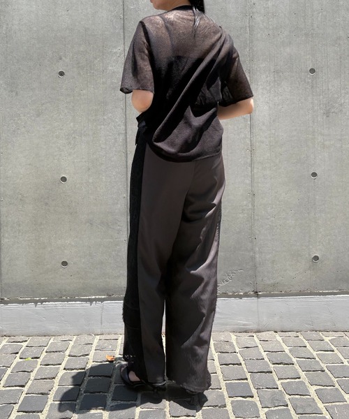 &g'aime(アンジェム)の「【&g'aime】レースMIXラインパンツ Lace-Panel Track Pants(スラックス・レディース・アイボリー/チャコールグレー・FREE)」の10枚目の写真