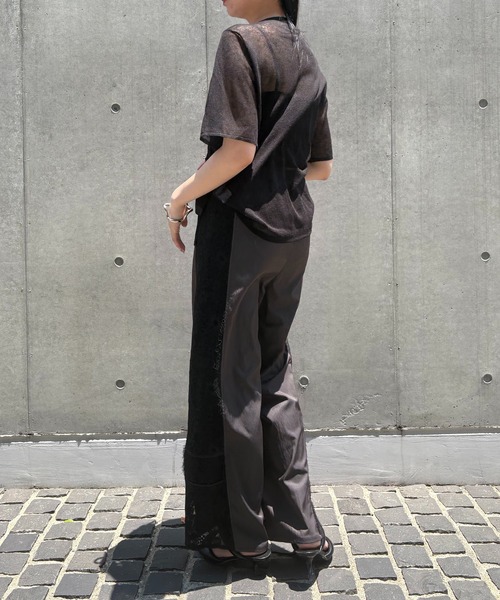 &g'aime(アンジェム)の「【&g'aime】レースMIXラインパンツ Lace-Panel Track Pants(スラックス・レディース・アイボリー/チャコールグレー・FREE)」の9枚目の写真