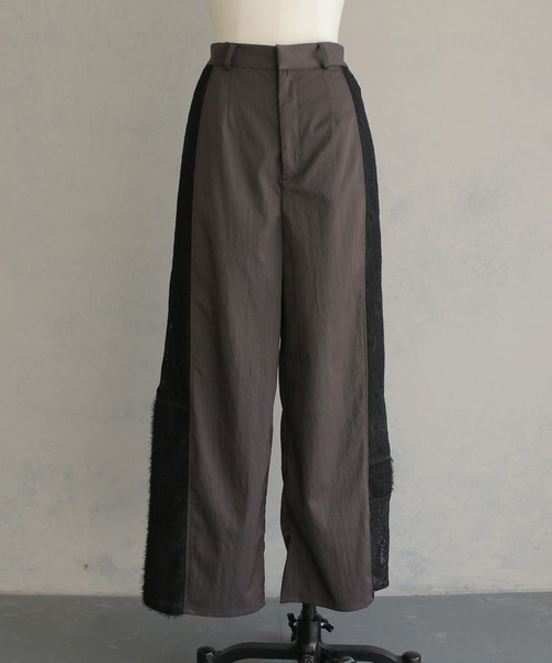 &g'aime(アンジェム)の「【&g'aime】レースMIXラインパンツ Lace-Panel Track Pants(スラックス・レディース・アイボリー/チャコールグレー・FREE)」の8枚目の写真