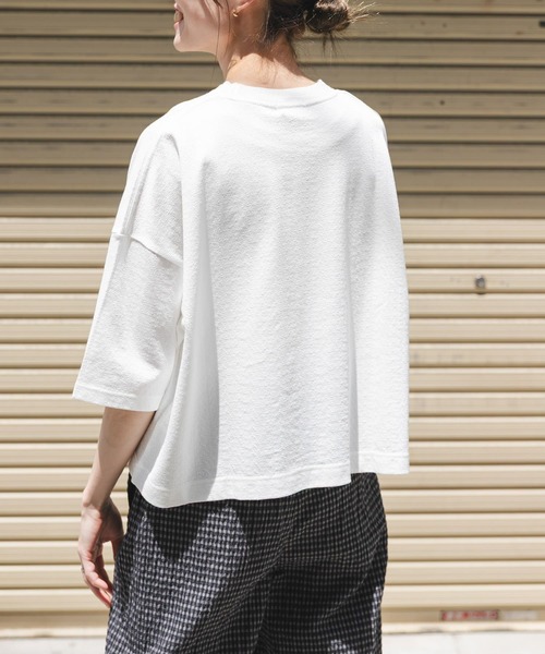 FORK&SPOON（フォークアンドスプーン）の「FORK&SPOON　ジョーゼットクロップドTシャツ（Tシャツ/カットソー・レディース・オフホワイト/グリーン/ネイビー・1）」の2枚目の写真