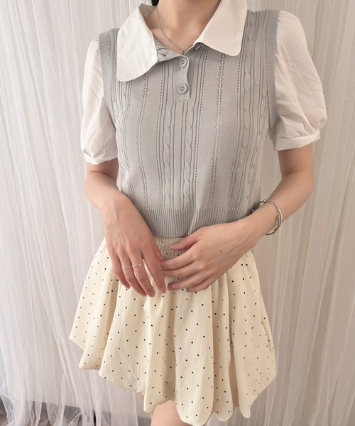 frunco(フランコ)の「【ZOZO限定】襟付きシャツドッキングニットポロ(ポロシャツ・レディース・アイボリー/グレー/ホワイト・FREE)」の3枚目の写真