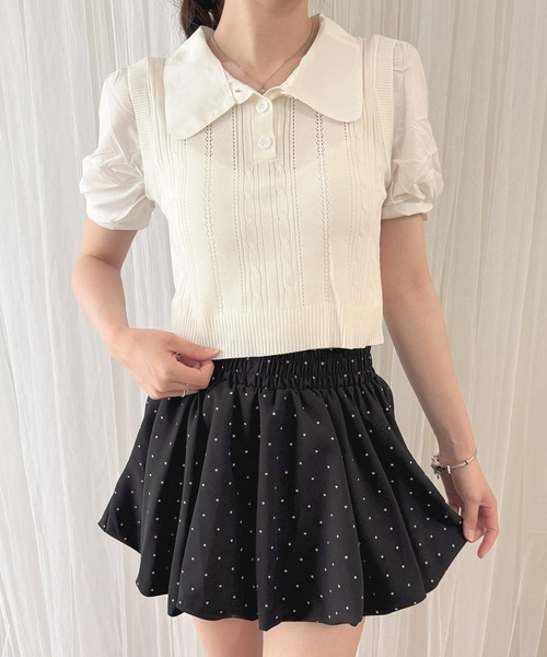 frunco(フランコ)の「【ZOZO限定】襟付きシャツドッキングニットポロ(ポロシャツ・レディース・アイボリー/グレー/ホワイト・FREE)」の8枚目の写真