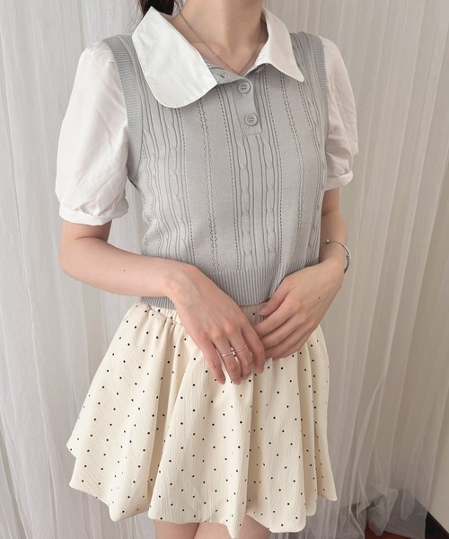 frunco(フランコ)の「【ZOZO限定】襟付きシャツドッキングニットポロ(ポロシャツ・レディース・アイボリー/グレー/ホワイト・FREE)」の14枚目の写真