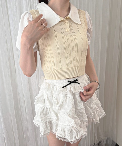 frunco(フランコ)の「【ZOZO限定】襟付きシャツドッキングニットポロ(ポロシャツ・レディース・アイボリー/グレー/ホワイト・FREE)」の17枚目の写真