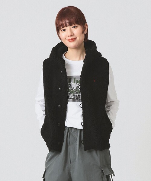 Ray BEAMS（レイビームス）の「Gymphlex / フーデッド ボア ベスト（ベスト・レディース・ナチュラル/ブラック・12/14）」の12枚目の写真