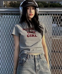 ショート丈 半袖 英字ロゴ Tシャツ