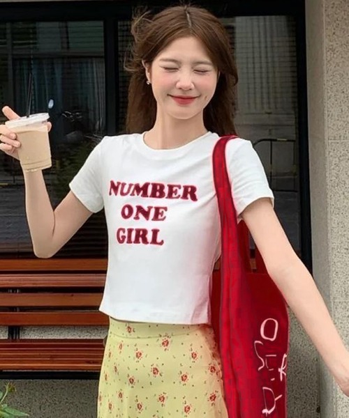 WESTSEA(ウエストシー)の「ショート丈 半袖 英字ロゴ Tシャツ(Tシャツ/カットソー・レディース・ホワイト/レッド/グレー・M/L)」の7枚目の写真