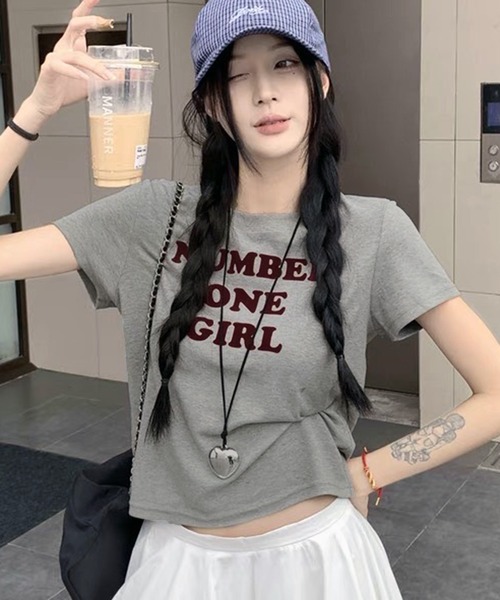 WESTSEA(ウエストシー)の「ショート丈 半袖 英字ロゴ Tシャツ(Tシャツ/カットソー・レディース・ホワイト/レッド/グレー・M/L)」の12枚目の写真