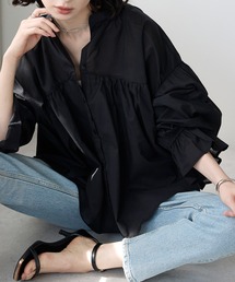 each（イーチ）の「スタンドカラーキャンディースリーブコットンブラウス（シャツ/ブラウス）」