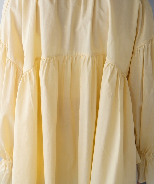 each（イーチ）の「スタンドカラーキャンディースリーブコットンブラウス（シャツ/ブラウス・レディース・ブラック/サックスブルー/ホワイト/イエロー・FREE）」の19枚目の写真