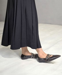 アッシュ【BRITNY】フラットポインテッドトゥパンプス スタッズ バレエシューズ メリージェーン 1.5cmヒール