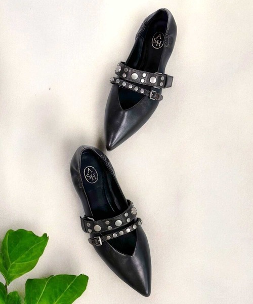 ASH（アッシュ）の「アッシュ【BRITNY】フラットポインテッドトゥパンプス スタッズ バレエシューズ メリージェーン 1.5cmヒール（パンプス・レディース・ブラック・38/37/36/35/39）」の5枚目の写真