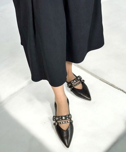 ASH（アッシュ）の「アッシュ【BRITNY】フラットポインテッドトゥパンプス スタッズ バレエシューズ メリージェーン 1.5cmヒール（パンプス・レディース・ブラック・38/37/36/35/39）」の7枚目の写真