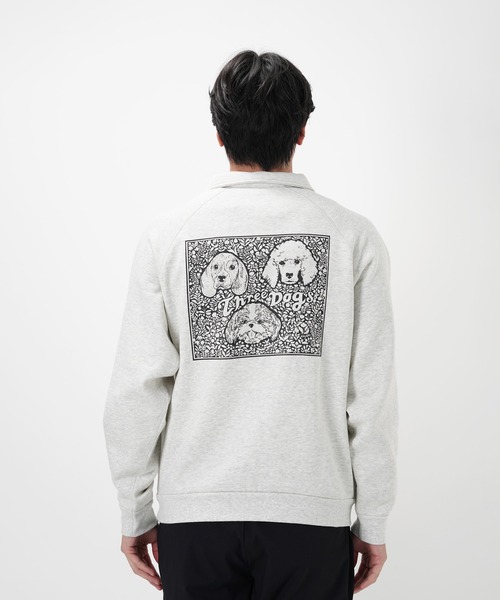 BOOWY スウェット　長袖　レア セール】'CAT'＆'DOG' Tsuguya Ishii 裏起毛ラグランハーフジップ