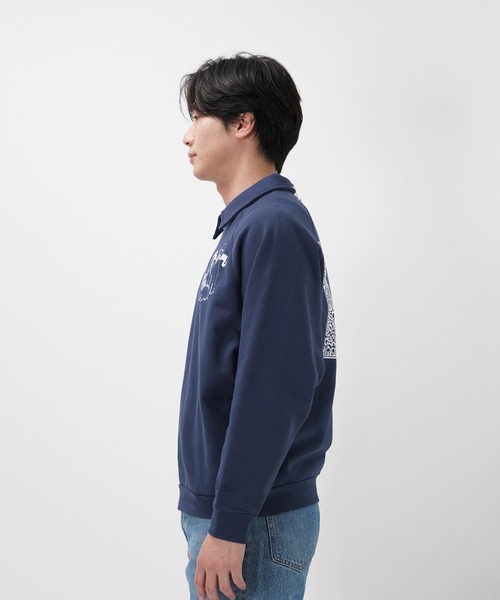 CAT”＆“DOG” Tsuguya Ishii 裏起毛ラグランハーフジップスウェット