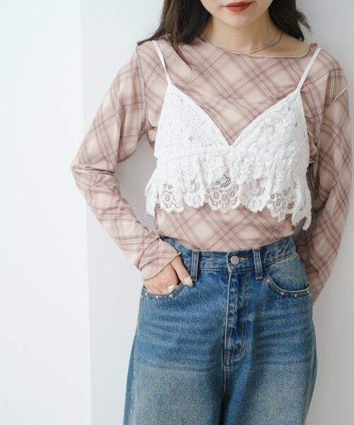 Kastane（カスタネ）の「レースキャミビスチェ（キャミソール・レディース・アイボリー/ホワイト・FREE）」の5枚目の写真