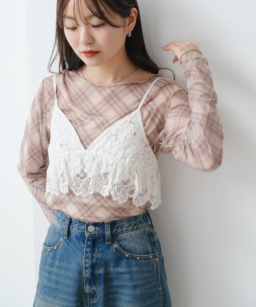 Kastane（カスタネ）の「レースキャミビスチェ（キャミソール・レディース・アイボリー/ホワイト・FREE）」の3枚目の写真