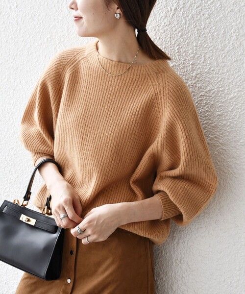 SHIPS any(シップス エニィ)の「SHIPS any:〈手洗い可能〉AQUA カシミヤ ミックス ハイネック ニット(ニット/セーター・レディース・ライトグレー/キャメル/レッド/オレンジ/オリーブ・ONE SIZE)」の4枚目の写真