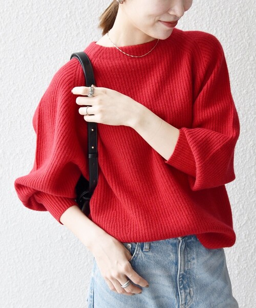 SHIPS any(シップス エニィ)の「SHIPS any:〈手洗い可能〉AQUA カシミヤ ミックス ハイネック ニット(ニット/セーター・レディース・ライトグレー/キャメル/レッド/オレンジ/オリーブ・ONE SIZE)」の5枚目の写真