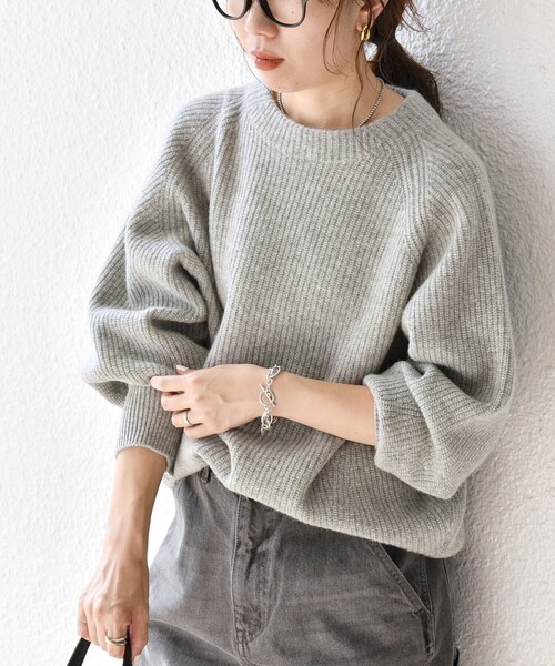 SHIPS any:〈手洗い可能〉AQUA カシミヤ ミックス ハイネック ニット