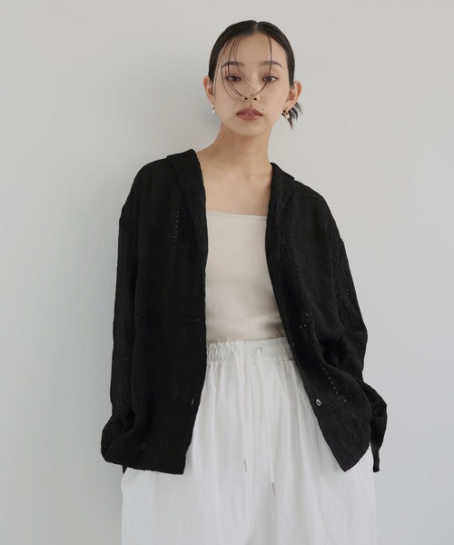 カットワークレースシャツ forksy.】カットワークレースシアーワイドシャツ forksy.│MONO