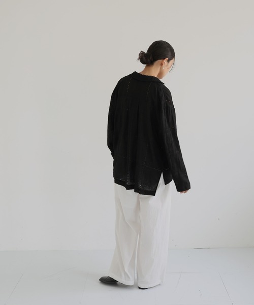 hellam（へラム）の「カットワークレースシャツ（シャツ/ブラウス・レディース・ブラック/ホワイト・FREE）」の6枚目の写真