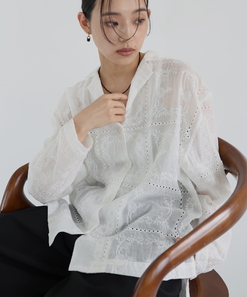 hellam（へラム）の「カットワークレースシャツ（シャツ/ブラウス・レディース・ブラック/ホワイト・FREE）」の19枚目の写真