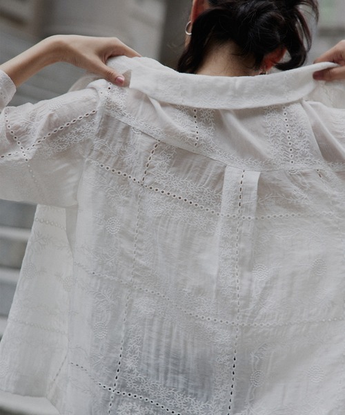 セール】カットワークレースシャツ（シャツ/ブラウス）｜hellam（へ