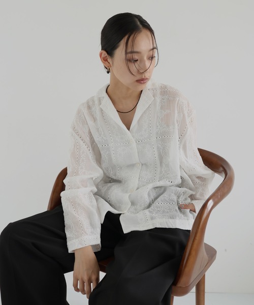 セール】カットワークレースシャツ（シャツ/ブラウス）｜hellam（へ