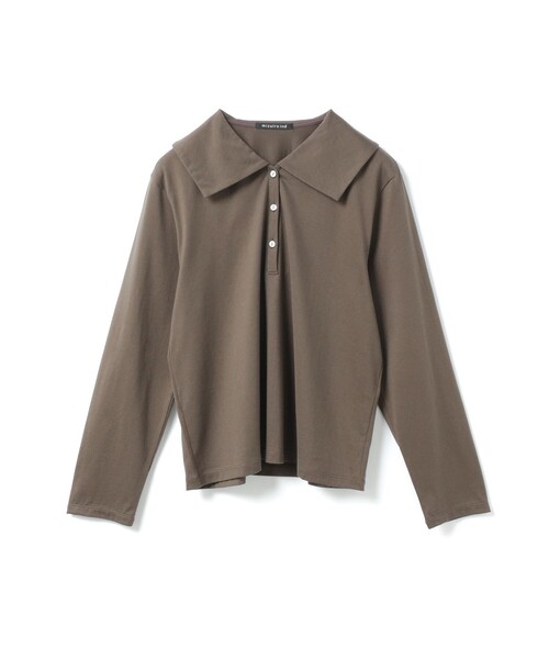 mizuiroind（ミズイロインド）の「mizuiro ind ワイドカラーポロシャツ（Tシャツ/カットソー・レディース・ダークブラウン/ネイビー/ブラック/グレー・FREE）」の5枚目の写真