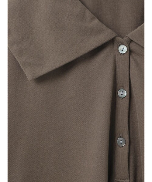 mizuiroind（ミズイロインド）の「mizuiro ind ワイドカラーポロシャツ（Tシャツ/カットソー・レディース・ダークブラウン/ネイビー/ブラック/グレー・FREE）」の6枚目の写真