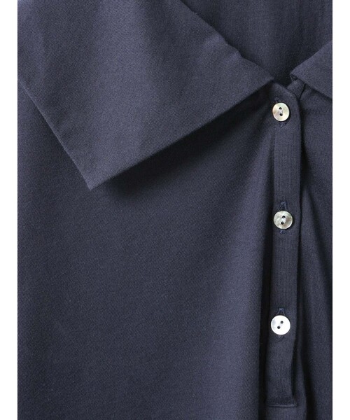 mizuiroind（ミズイロインド）の「mizuiro ind ワイドカラーポロシャツ（Tシャツ/カットソー・レディース・ダークブラウン/ネイビー/ブラック/グレー・FREE）」の7枚目の写真