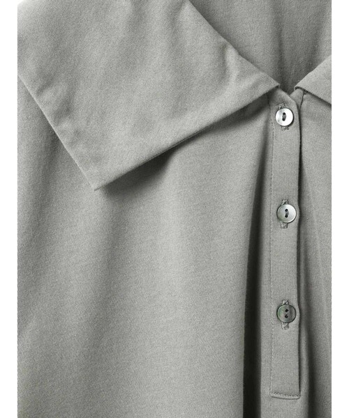 mizuiroind（ミズイロインド）の「mizuiro ind ワイドカラーポロシャツ（Tシャツ/カットソー・レディース・ダークブラウン/ネイビー/ブラック/グレー・FREE）」の8枚目の写真