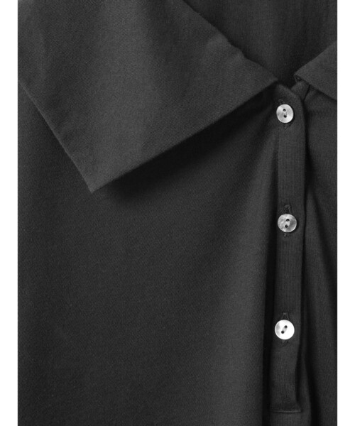 mizuiroind（ミズイロインド）の「mizuiro ind ワイドカラーポロシャツ（Tシャツ/カットソー・レディース・ダークブラウン/ネイビー/ブラック/グレー・FREE）」の9枚目の写真