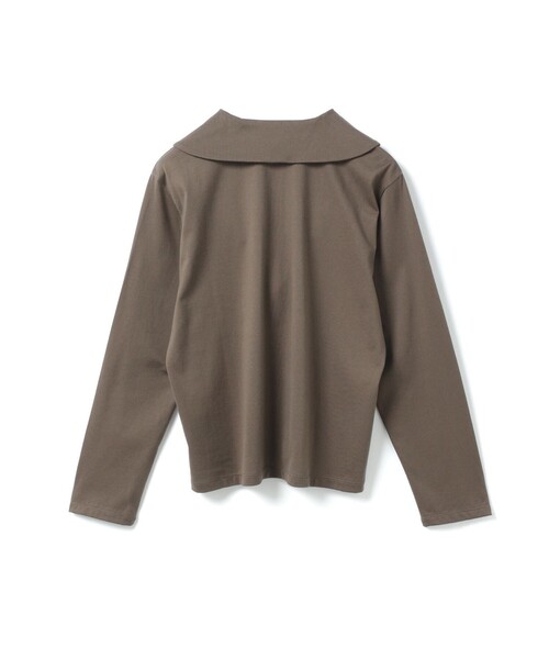 mizuiroind（ミズイロインド）の「mizuiro ind ワイドカラーポロシャツ（Tシャツ/カットソー・レディース・ダークブラウン/ネイビー/ブラック/グレー・FREE）」の21枚目の写真