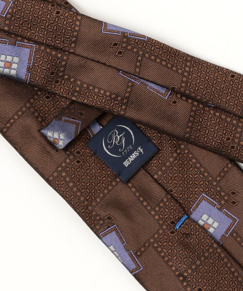 BEAMS F（ビームスエフ）の「シルク ジオメトリック柄 ジャカード ネクタイ（ネクタイ・メンズ・ブラウン/ネイビー・ONE SIZE）」の3枚目の写真