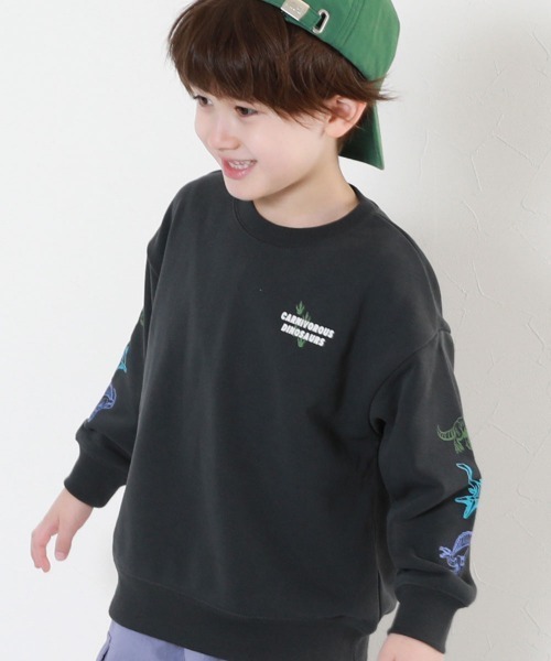 devirock(デビロック)の「デビラボ BOXシルエット プリント トレーナー(スウェット・キッズ・レッド系1/ベージュ系1/グリーン系1/ブラック系2/ベージュ系3/ブラック系1/ベージュ系2/グレー系1/ブラック系3/ブルー系1/ベージュ系4/ベージュ系5/イエロー系1・90cm/100cm/160cm/110cm/120cm/130cm/140cm/150cm)」の1枚目の写真