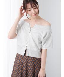 ダブルジップオフショルカットトップス