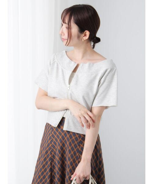 Te chichi TERRASSE（テチチテラス）の「ダブルジップオフショルカットトップス（その他トップス・レディース・キナリ/チャコールグレー/グレー・F）」の7枚目の写真