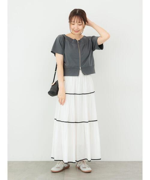 Te chichi TERRASSE（テチチテラス）の「ダブルジップオフショルカットトップス（その他トップス・レディース・キナリ/チャコールグレー/グレー・F）」の8枚目の写真