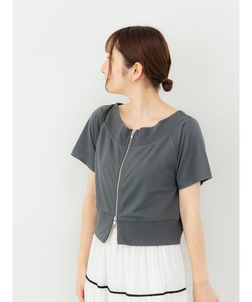 Te chichi TERRASSE（テチチテラス）の「ダブルジップオフショルカットトップス（その他トップス・レディース・キナリ/チャコールグレー/グレー・F）」の10枚目の写真