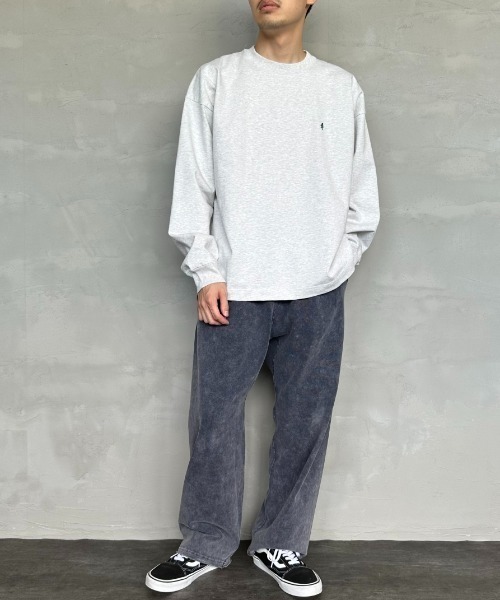 GYMPHLEX（ジムフレックス）の「[GYMPHLEX/ジムフレックス] ワンポイント刺繍ロゴ クルーネックロンT（Tシャツ/カットソー・レディース・ブラック/グレー/ブルー/キナリ/ライトグレー・S/M/L）」の10枚目の写真