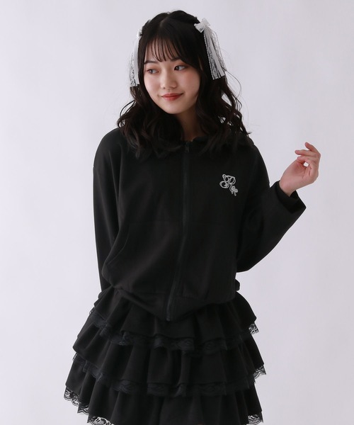 repipi armario（レピピ アルマリオ）の「【girly line】idolフリルZIPパーカー（パーカー・キッズ・ブラック/グレー/サックスブルー・MEDIUM/LARGE/SMALL）」の14枚目の写真